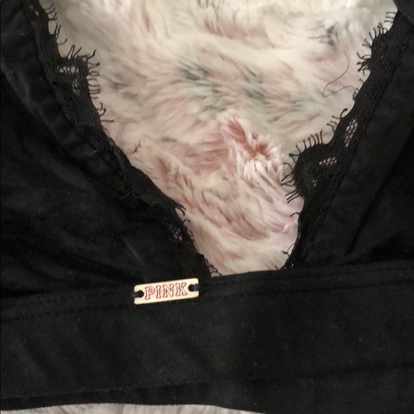 Black lace soft PINK bralette strappy - Picture 3 of 5
